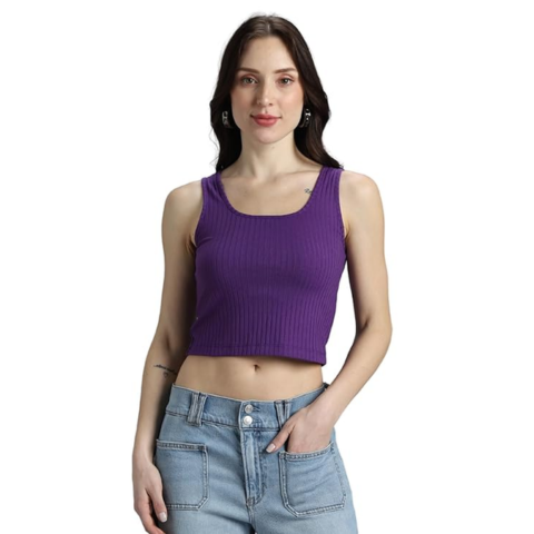 Women's Solid Sleeveless Ribbed Top - Scoop Neck